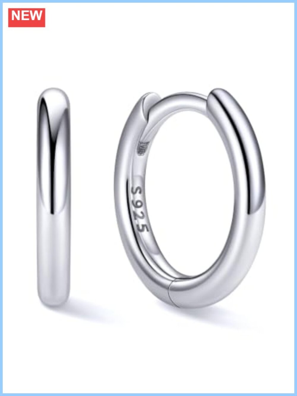 925 Sterling Silver Hoop Earrings Click-Top Closure Women Minimalist